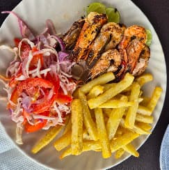 Grilled king prawns